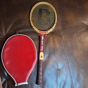 VTG Bancroft Billie Jean King Tournament Wood Tennis Racket w/ Red Cover 4 1/2